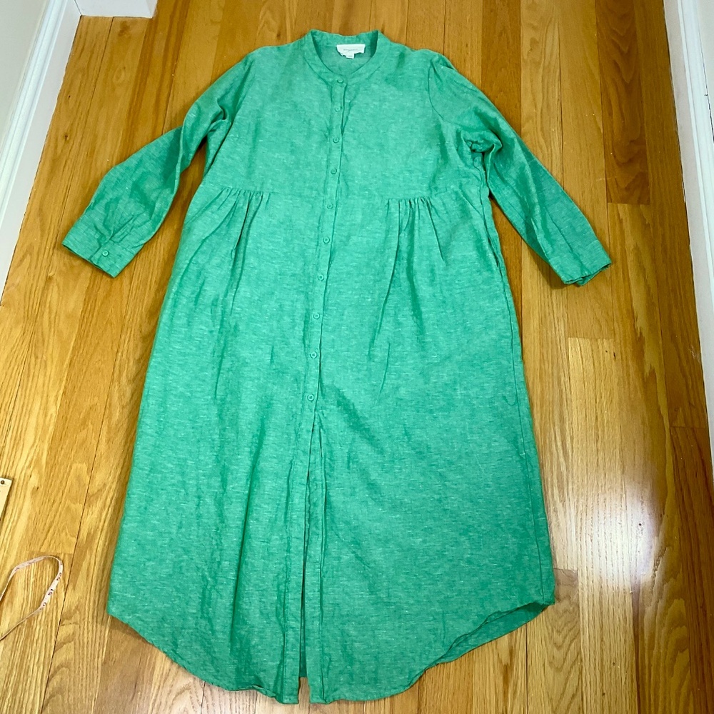 Pomander Place Linen Dress Maxi Long Sleeve Green Tuckernuck (XXL) - Picture 5 of 9